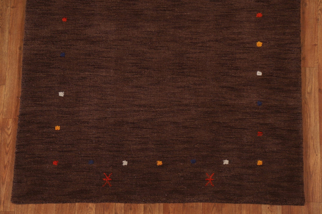 Brown Wool Gabbeh Oriental Area Rug 4x6