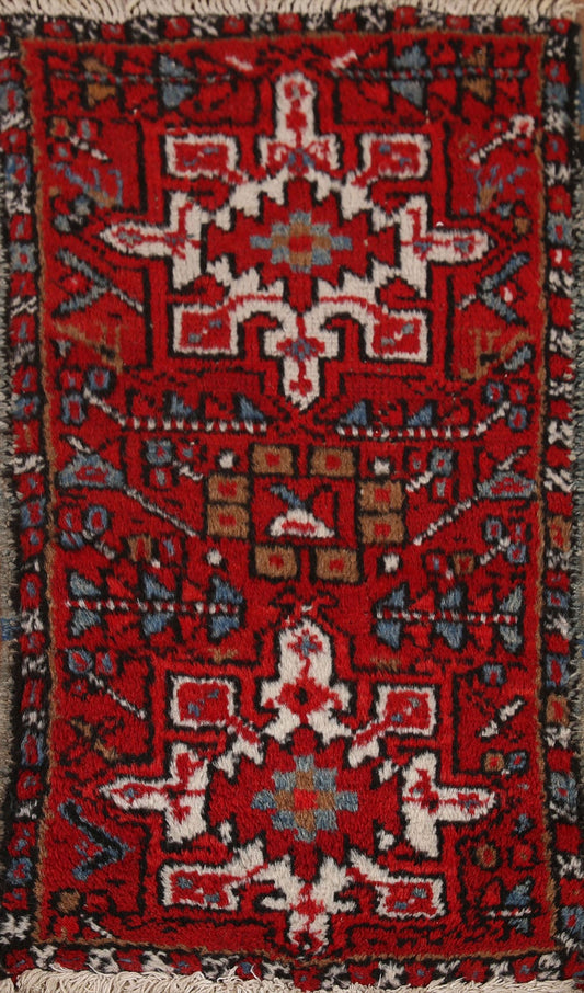 Red Wool Gharajeh Persian Vintage Rug 2x3