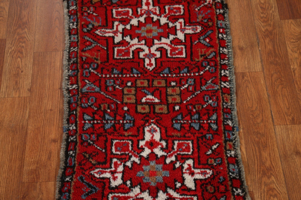 Red Wool Gharajeh Persian Vintage Rug 2x3