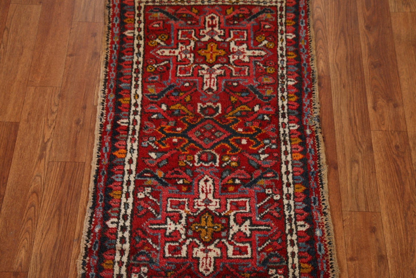 Geometric Red Gharajeh Persian Wool Rug 2x3
