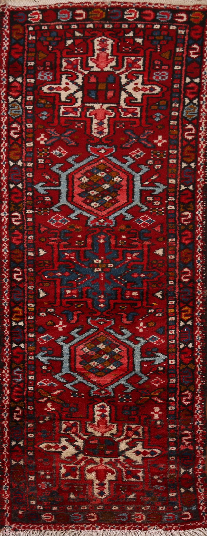 Vintage Red Gharajeh Persian Runner Rug 2x5