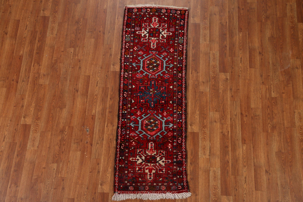 Vintage Red Gharajeh Persian Runner Rug 2x5