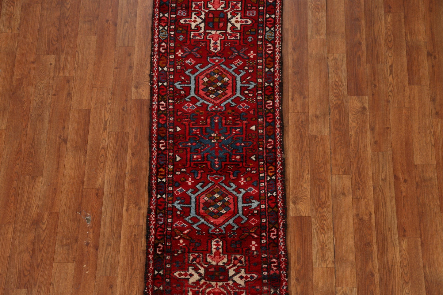 Vintage Red Gharajeh Persian Runner Rug 2x5