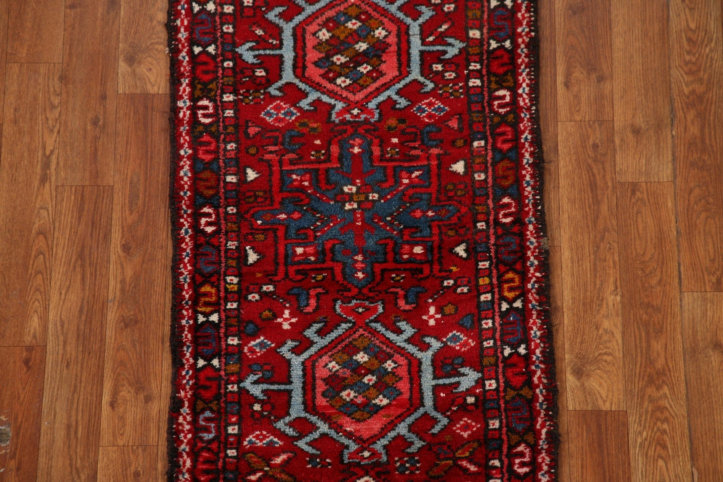 Vintage Red Gharajeh Persian Runner Rug 2x5