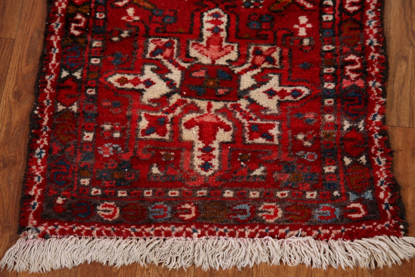 Vintage Red Gharajeh Persian Runner Rug 2x5