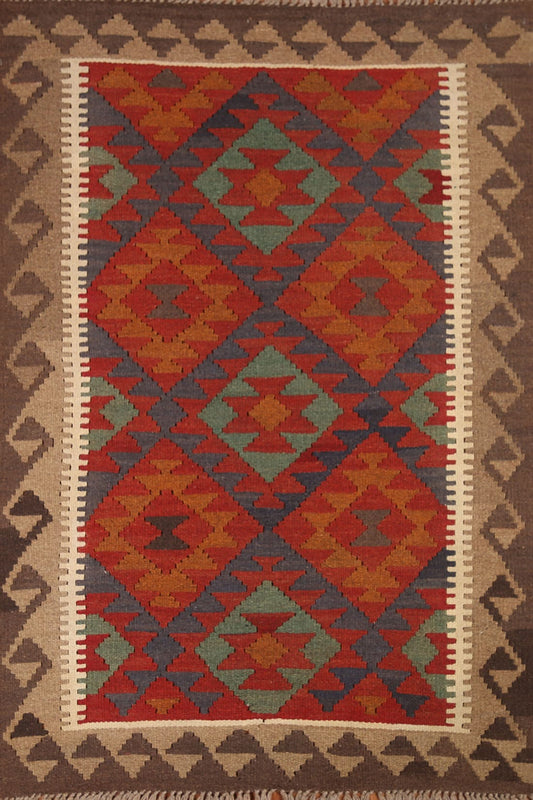 Reversible Wool Kilim Oriental Area Rug 3x5