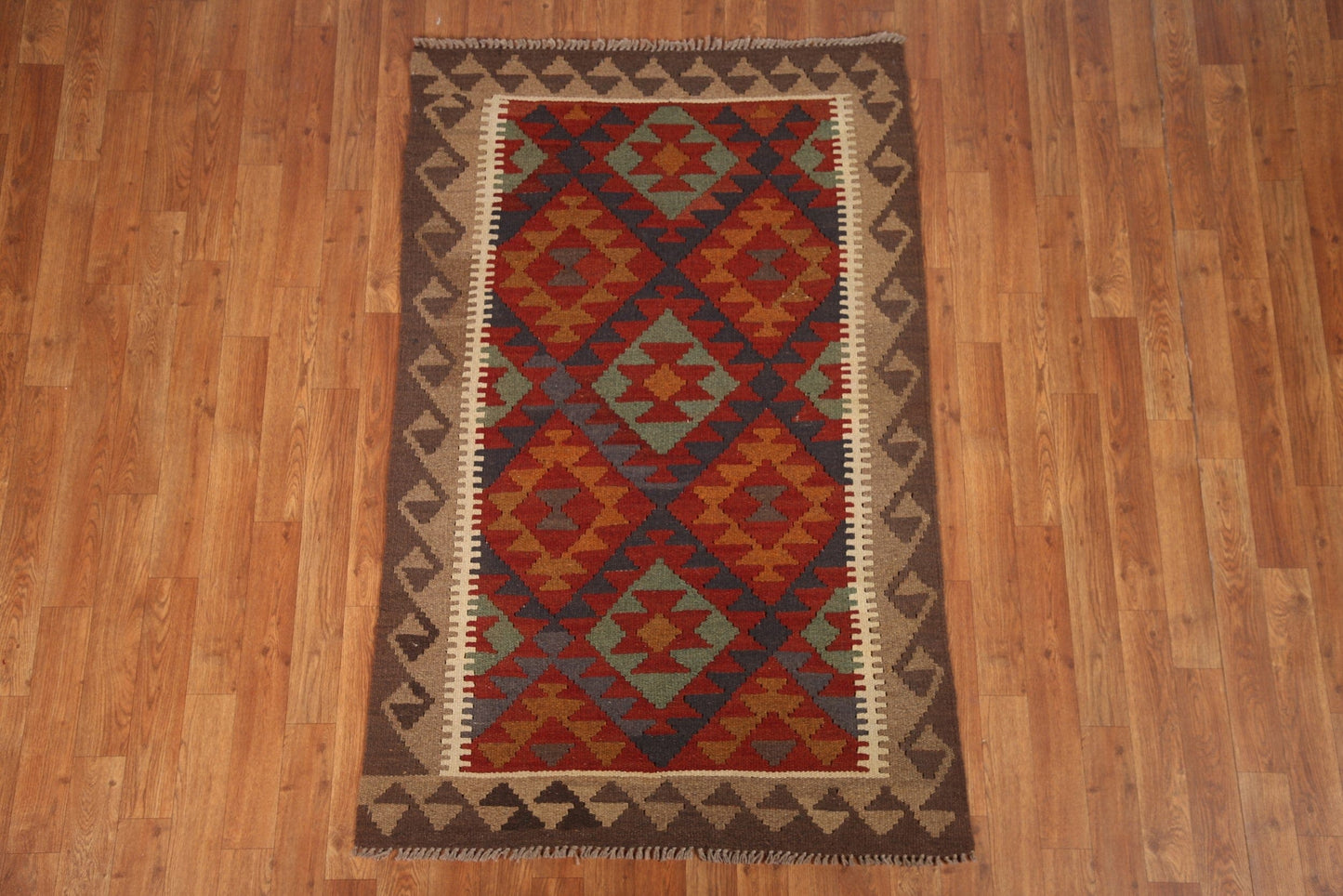 Reversible Wool Kilim Oriental Area Rug 3x5