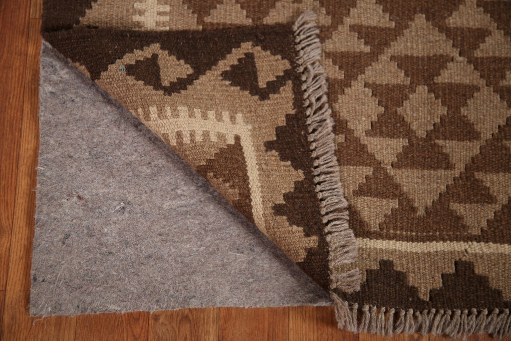 Brown Wool Kilim Reversible Area Rug 3x5