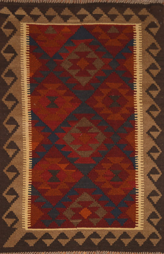 Reversible Wool Kilim Oriental Area Rug 3x5