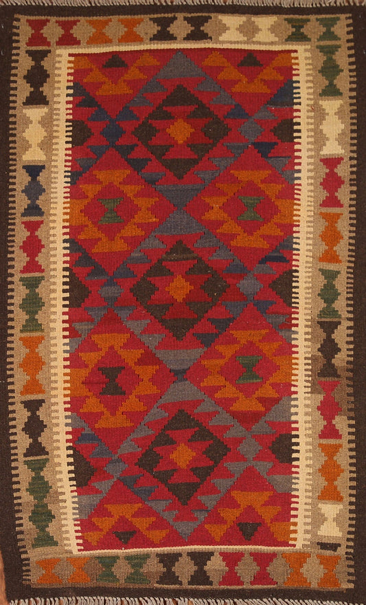 Kilim Reversible Wool Area Rug 3x6