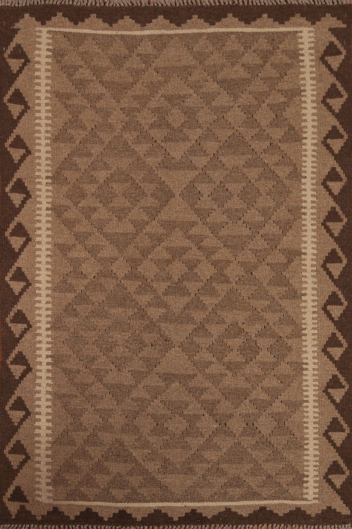 Brown Wool Kilim Oriental Area Rug 3x5