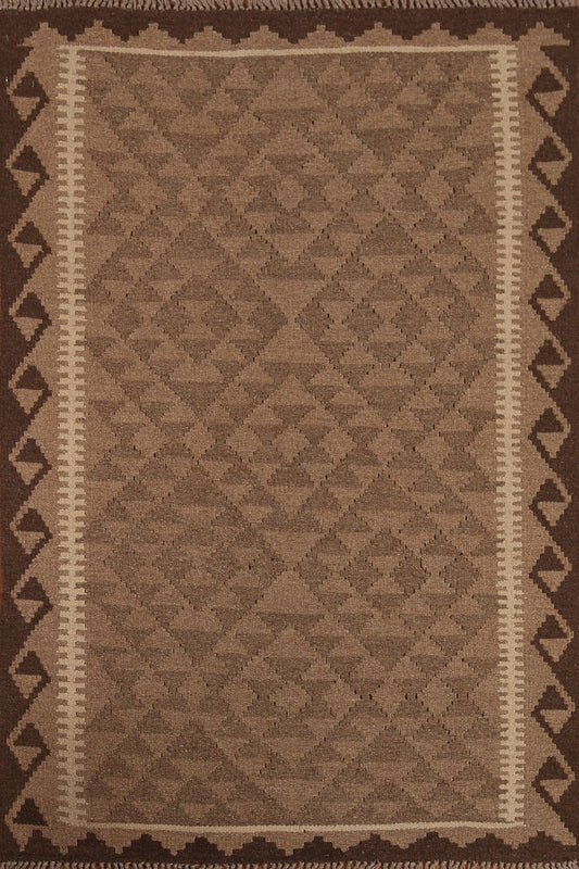 Brown Wool Kilim Oriental Area Rug 3x5