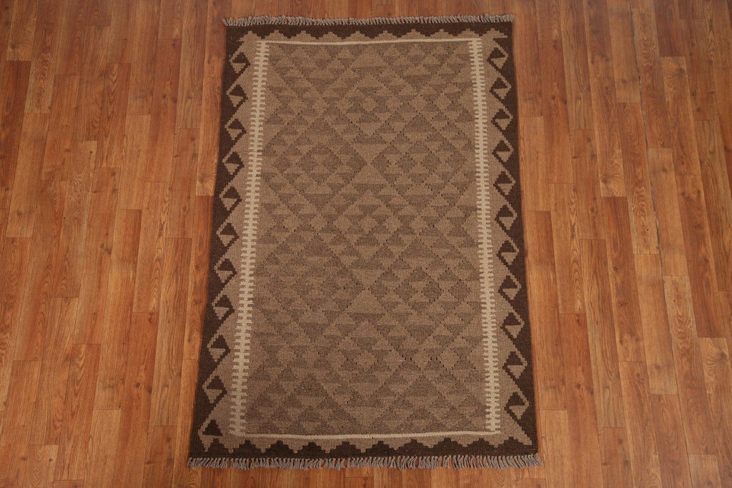 Brown Wool Kilim Oriental Area Rug 3x5