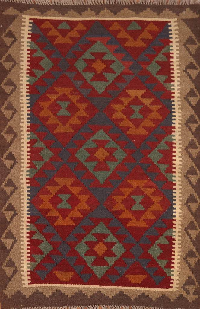 Reversible Wool Kilim Oriental Area Rug 3x5