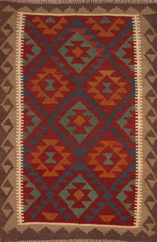 Reversible Wool Kilim Oriental Area Rug 3x5