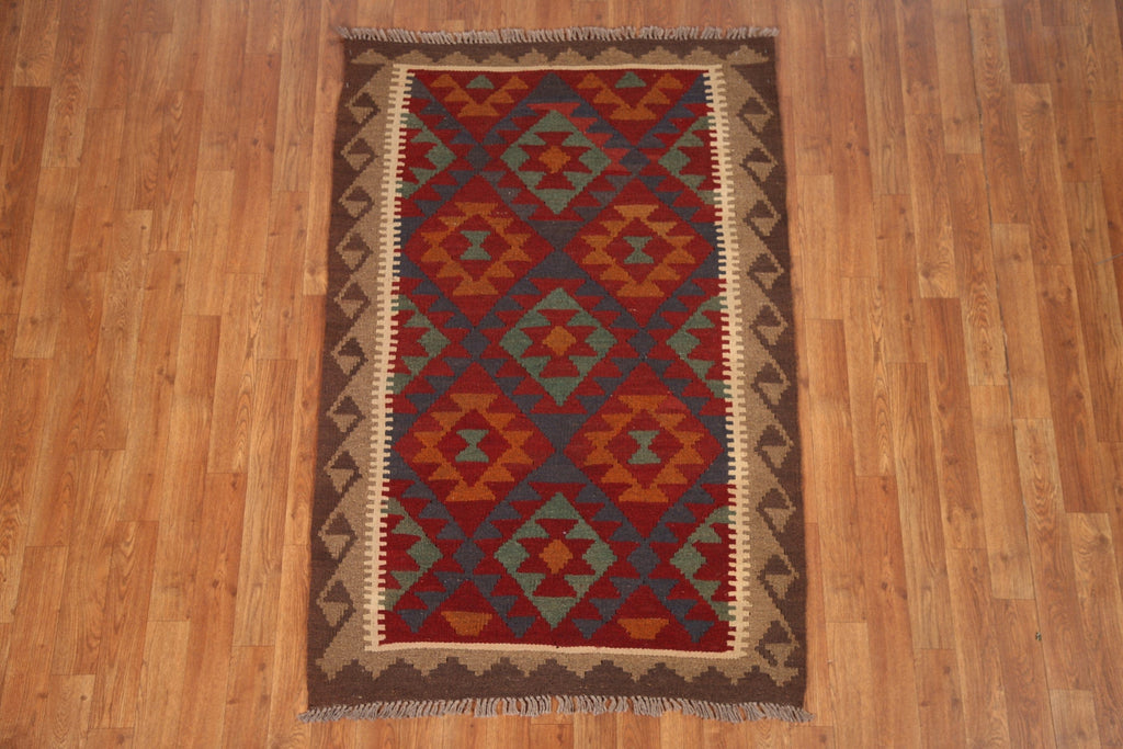 Reversible Wool Kilim Oriental Area Rug 3x5