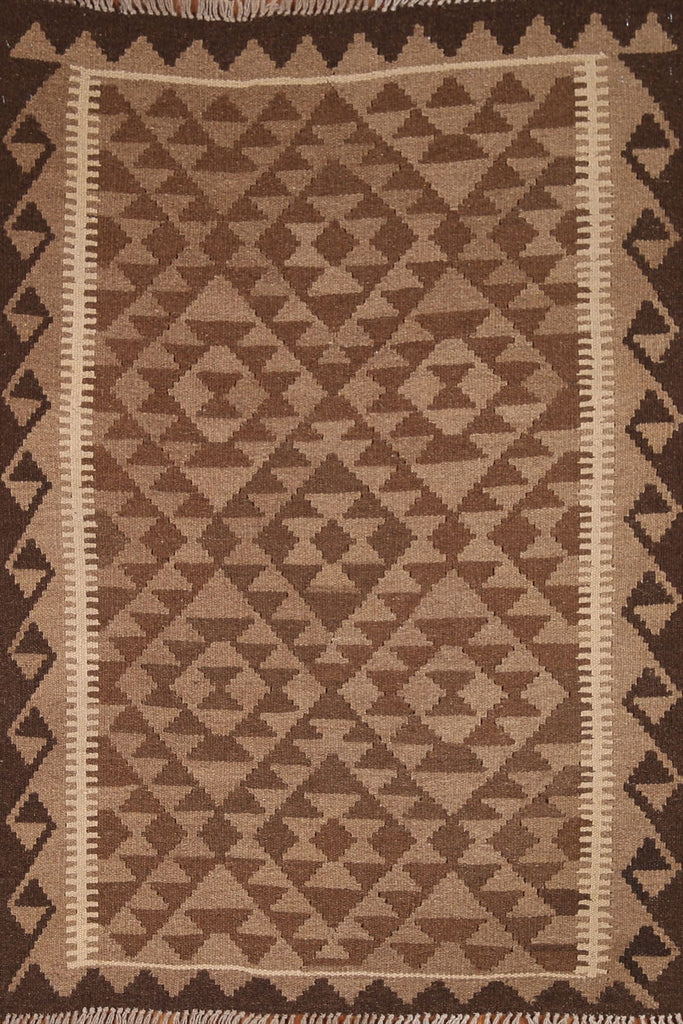 Brown Geometric Kilim Oriental Rug 3x5