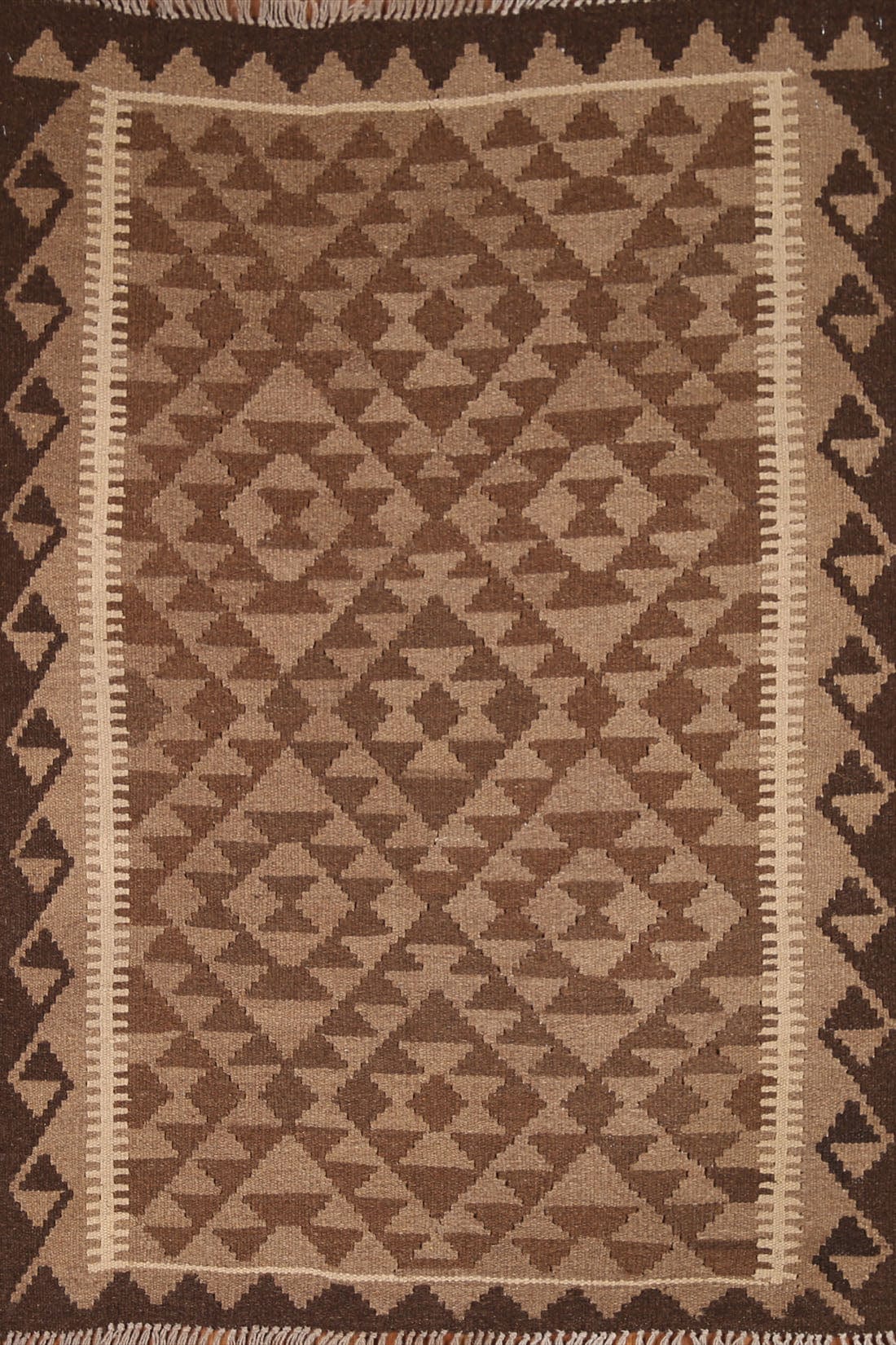 Brown Geometric Kilim Oriental Rug 3x5