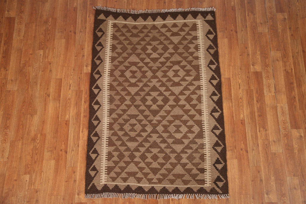 Brown Geometric Kilim Oriental Rug 3x5