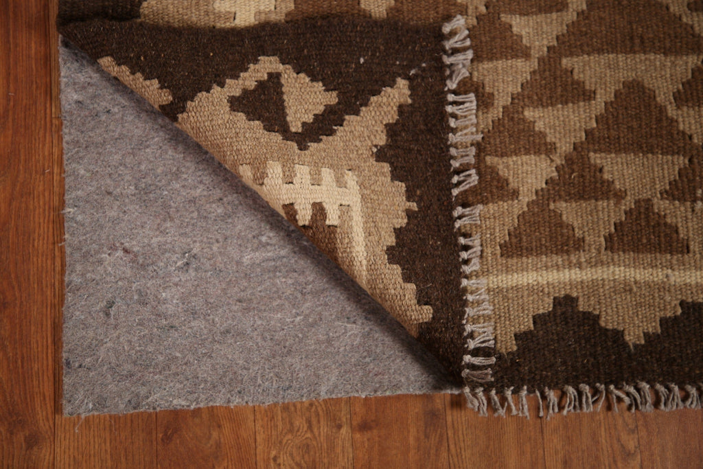 Reversible Wool Kilim Brown Area Rug 3x5