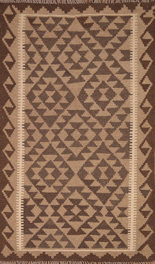 Brown Wool Kilim Oriental Area Rug 3x5