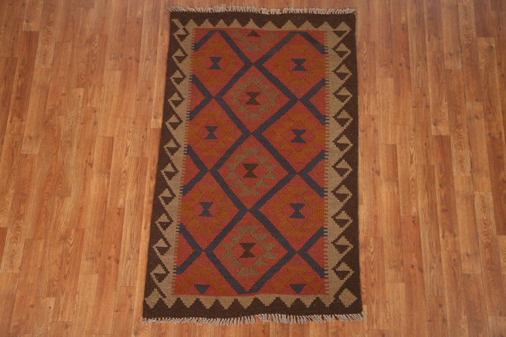 Reversible Wool Kilim Oriental Area Rug 3x5