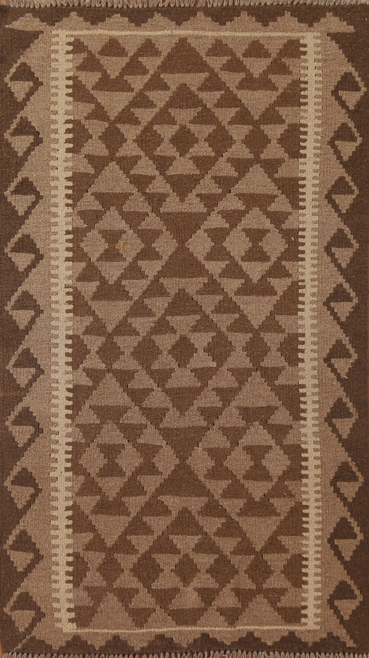 Brown Wool Kilim Oriental Area Rug 3x5