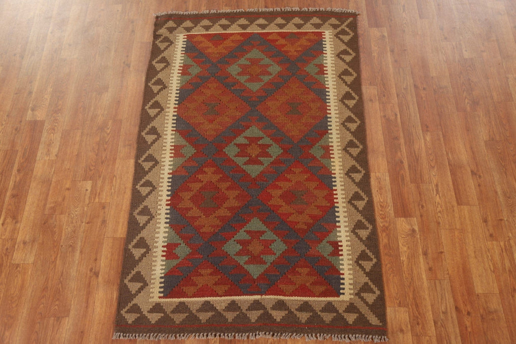 Handmade Wool Kilim Reversible Wool Rug 3x5