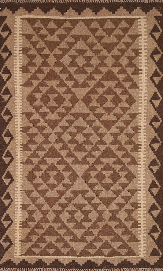 Brown Wool Kilim Oriental Area Rug 3x5