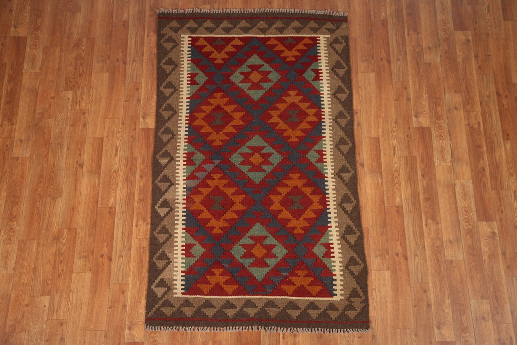 Reversible Wool Kilim Oriental Area Rug 3x5