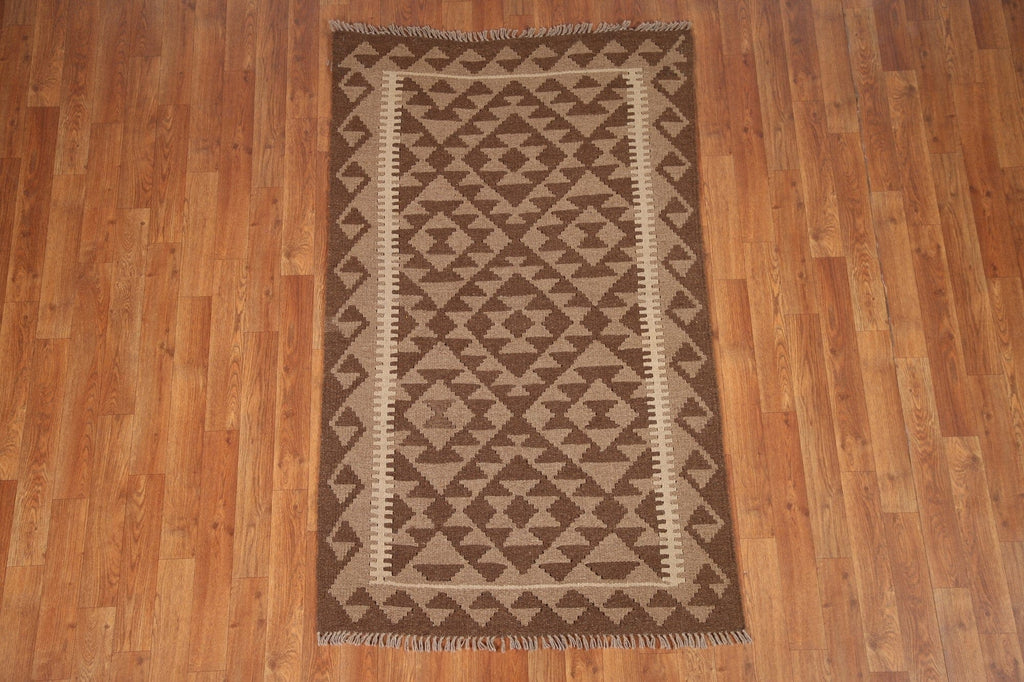 Brown Wool Kilim Oriental Area Rug 3x5