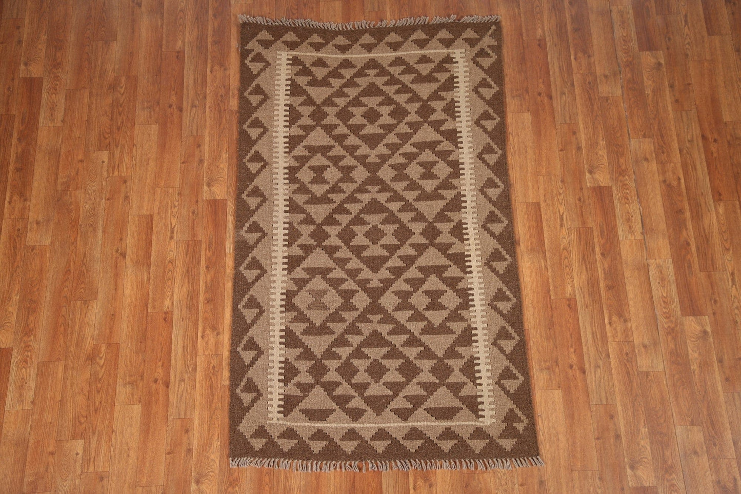 Brown Wool Kilim Oriental Area Rug 3x5