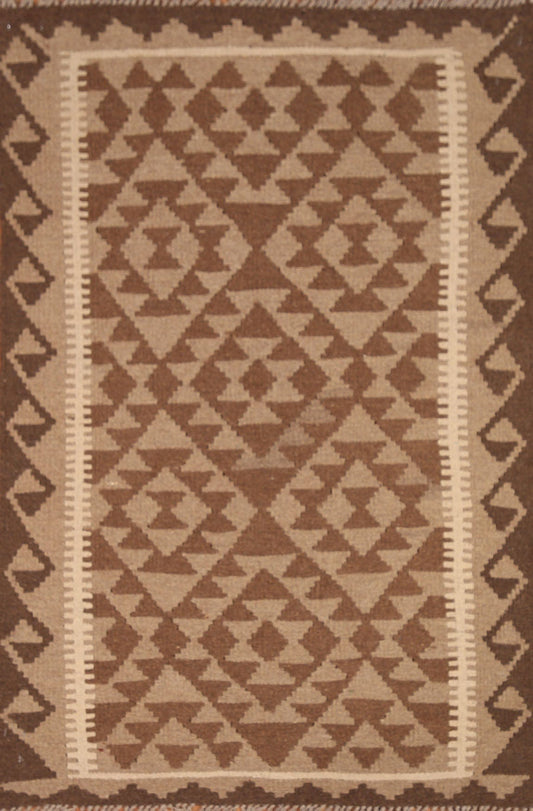 Brown Wool Kilim Oriental Area Rug 3x5