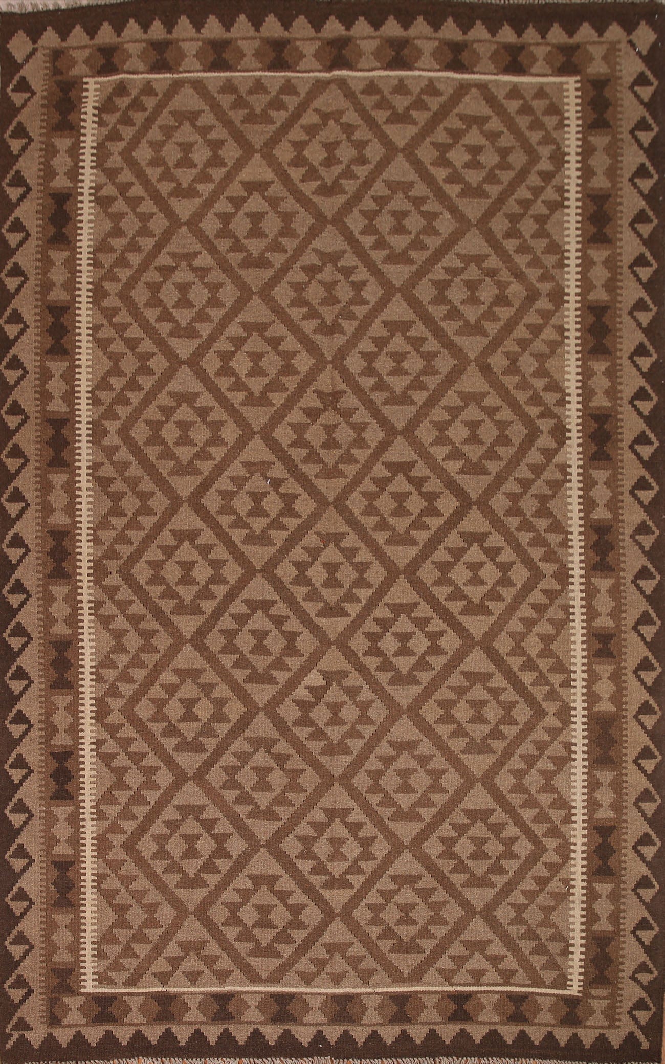 Brown Wool Kilim Oriental Area Rug 7x10