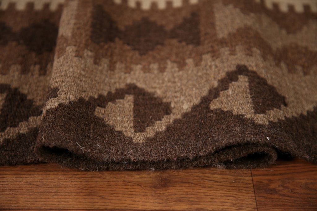 Brown Wool Kilim Oriental Area Rug 7x10