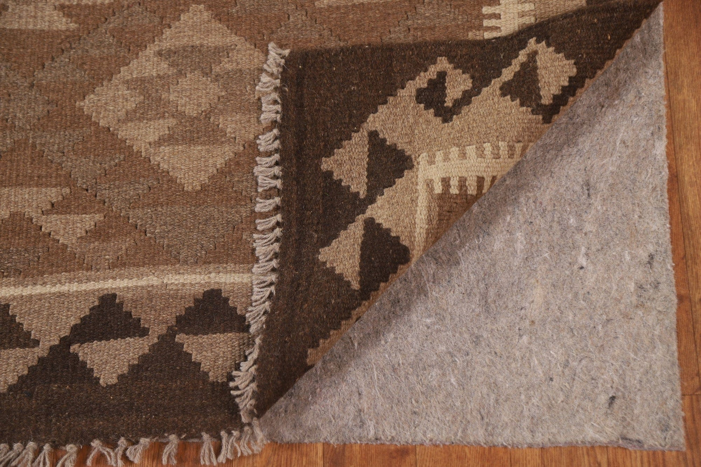 Brown Wool Kilim Reversible Area Rug 5x8