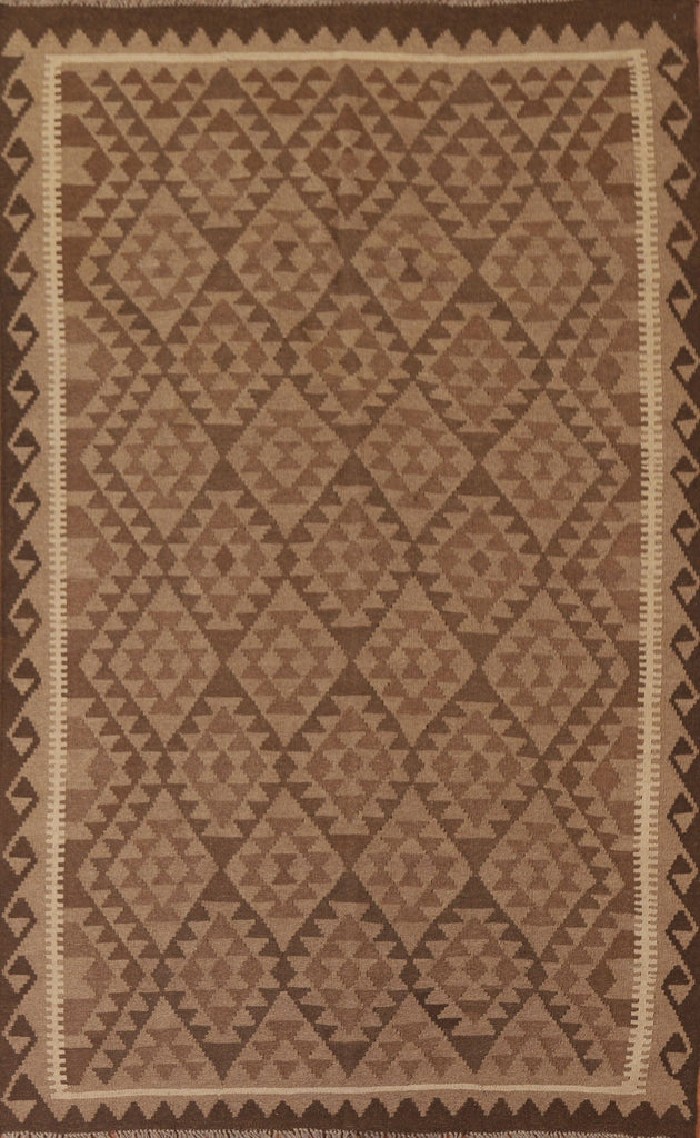 Brown Wool Kilim Oriental Area Rug 6x8