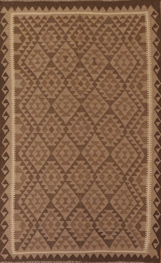 Brown Wool Kilim Oriental Area Rug 6x8