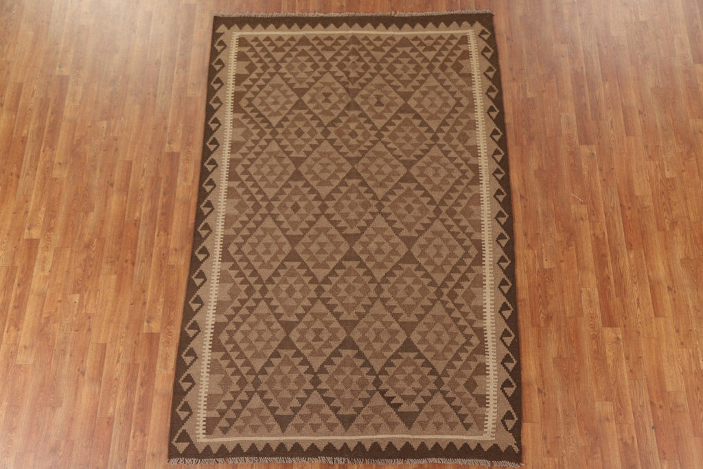 Brown Wool Kilim Oriental Area Rug 6x8