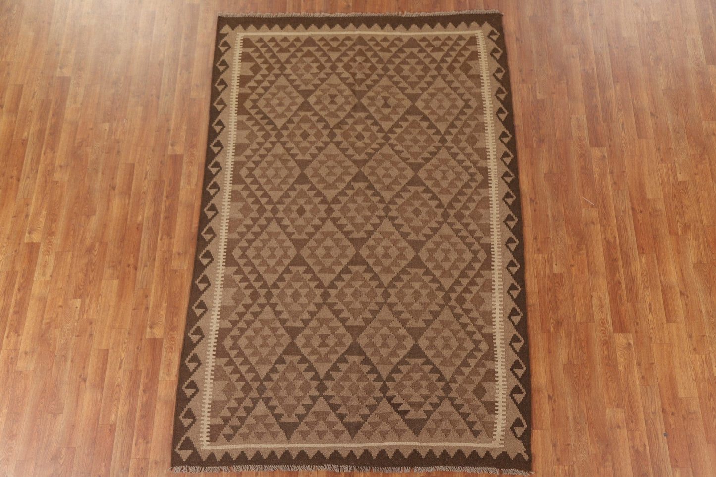 Brown Wool Kilim Oriental Area Rug 6x8