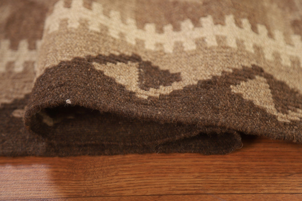 Brown Wool Kilim Oriental Area Rug 6x8