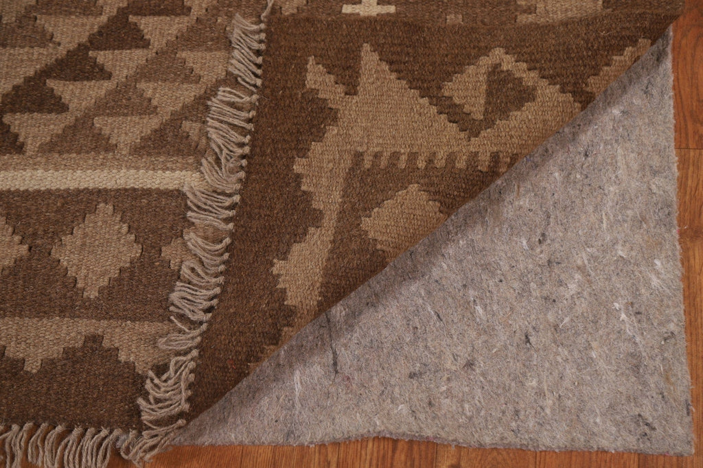 Brown Wool Kilim Reversible Area Rug 7x10