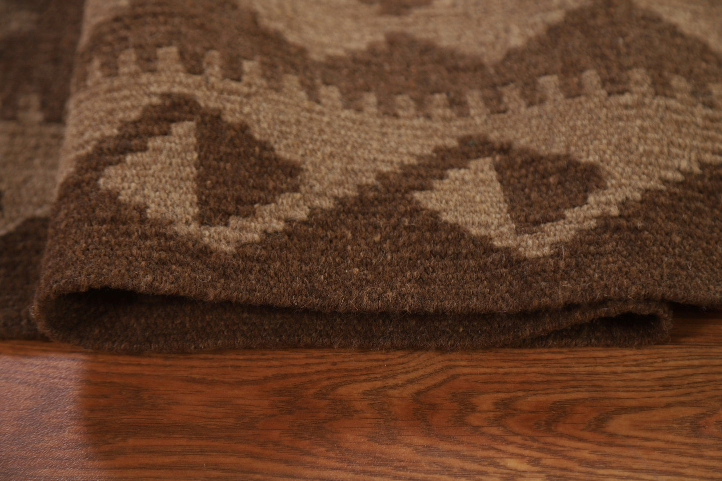 Brown Wool Kilim Reversible Area Rug 7x10