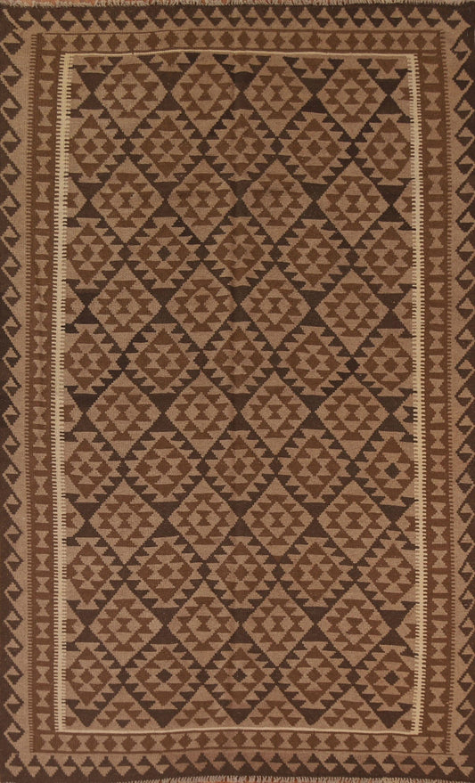 Brown Wool Kilim Oriental Area Rug 7x10