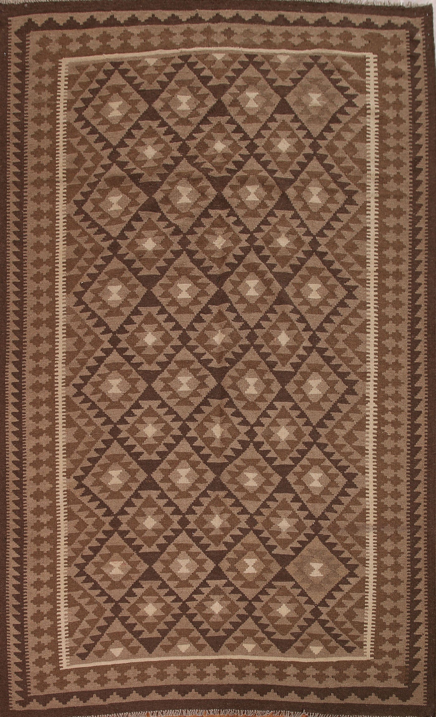 Brown Wool Kilim Area Rug 7x10