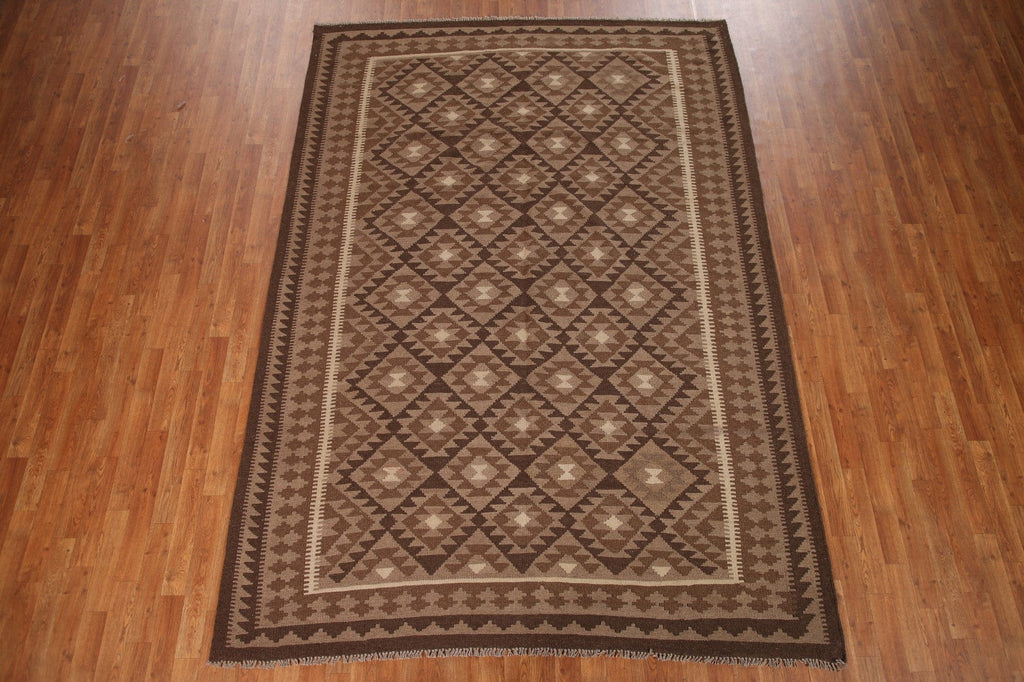 Brown Wool Kilim Area Rug 7x10