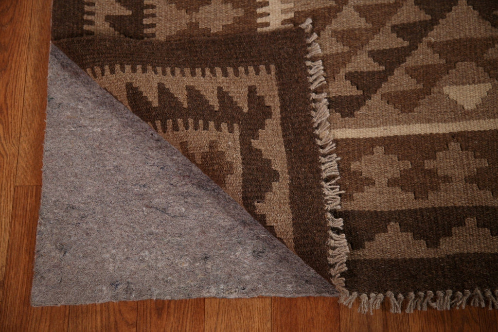 Brown Wool Kilim Area Rug 7x10