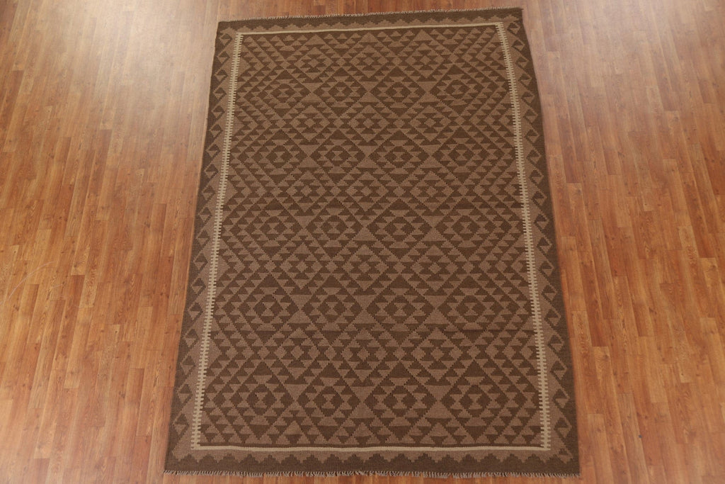 Geometric Wool Kilim Oriental Area Rug 7x10