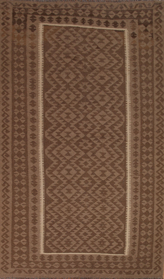 Brown Wool Kilim Oriental Area Rug 7x10