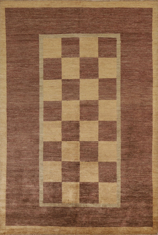 Checkered Gabbeh Modern Area Rug 6x8